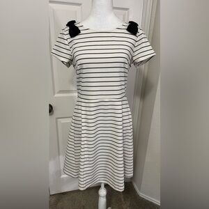 Maison Jules Aruba Bow Black Stripes Midi Dress Size M